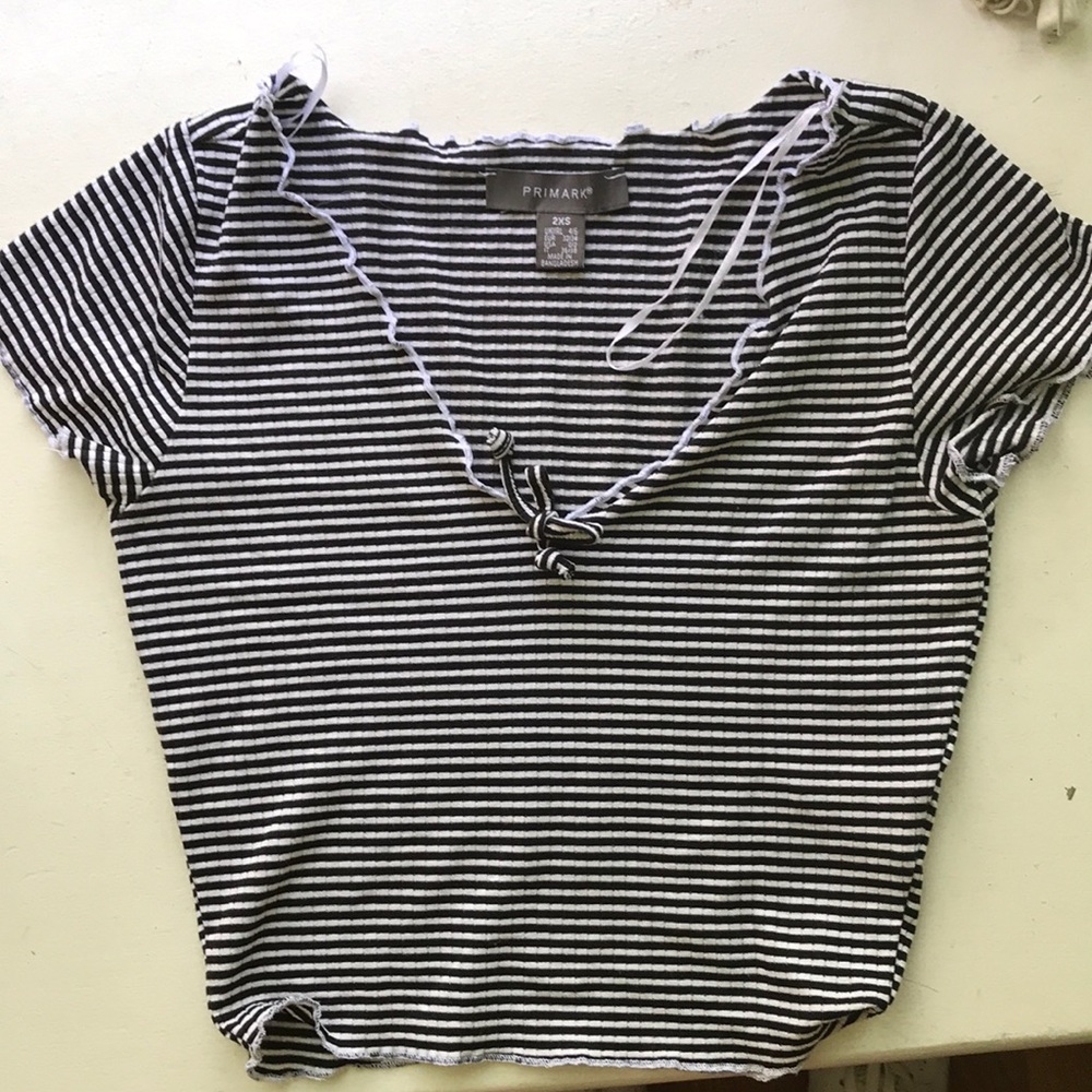 Tight cropped striped t shirt
